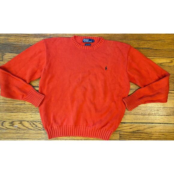 Polo Ralph Lauren Crew Neck Sweater Men’s Large Orange - Picture 1 of 7